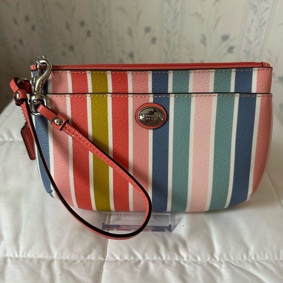 Coach Handbags - Coach Colorful Striped Wristlet